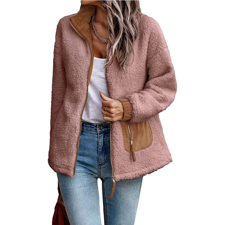 Womens Sherpa Fleece Jackets Casual Long Sleeve Open Front Zip Up Lapel Jacket Fuzzy Coat Faux faux Outwear Image 7