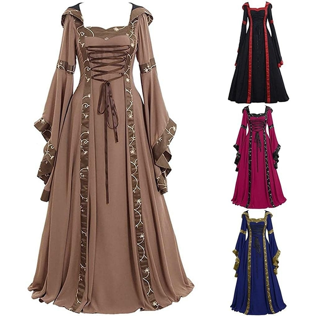 Womens Medieval Halloween DressWomens Vintage Plus Size Floor Length Renaissance Gothic Cosplay Costumes Image 4