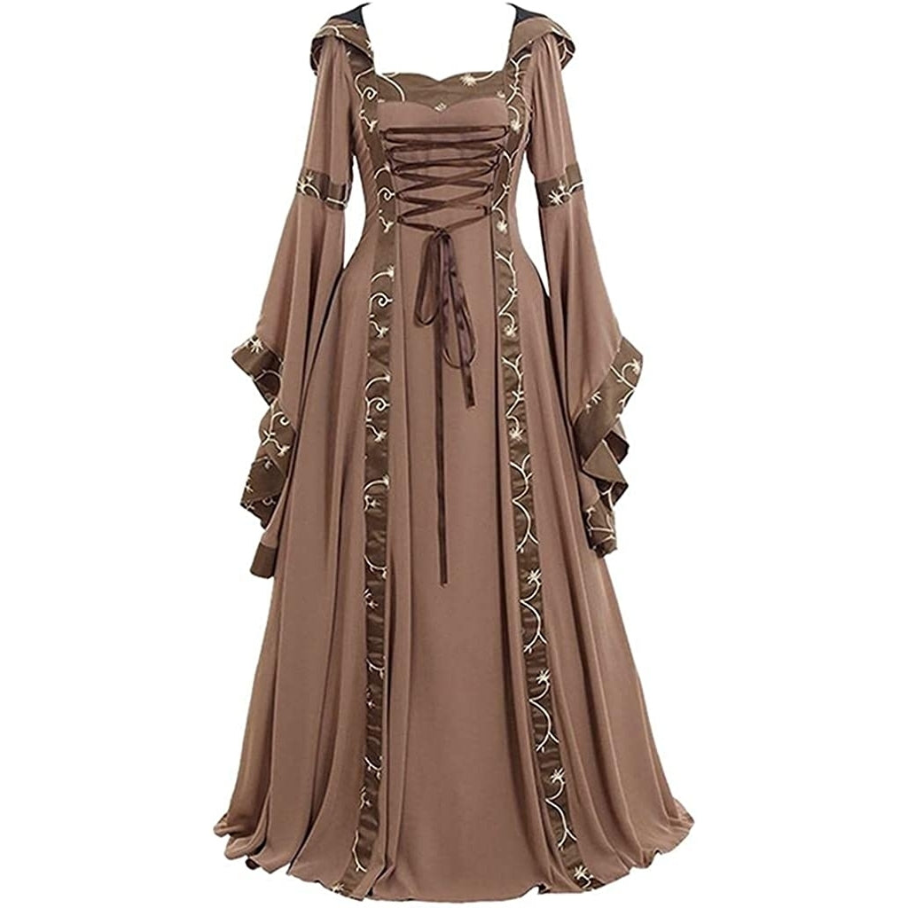 Womens Medieval Halloween DressWomens Vintage Plus Size Floor Length Renaissance Gothic Cosplay Costumes Image 6