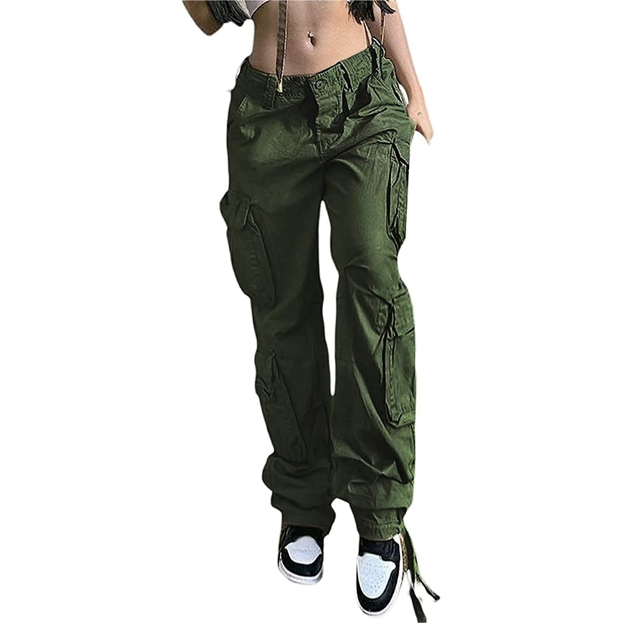 Women Baggy Hip Hop Cargo Pants with Pocket Y2k Low Waist Drawstring Loose Joggers Cargo Trousers Casual Streetwear Image 1