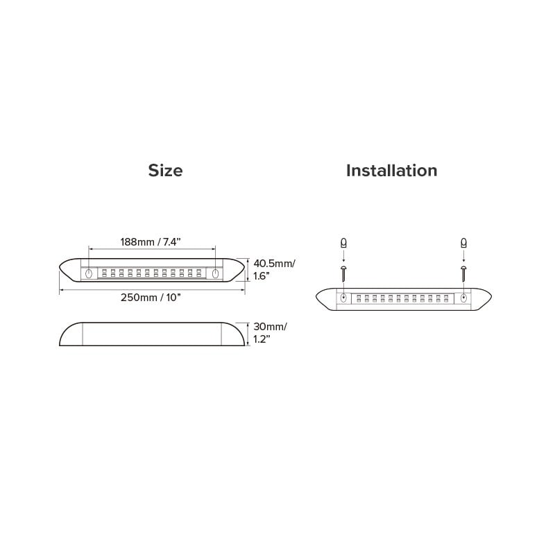 12V RV LED Porch Light 9.84in Cool White 350lm Weatherproof Black Shell Image 3