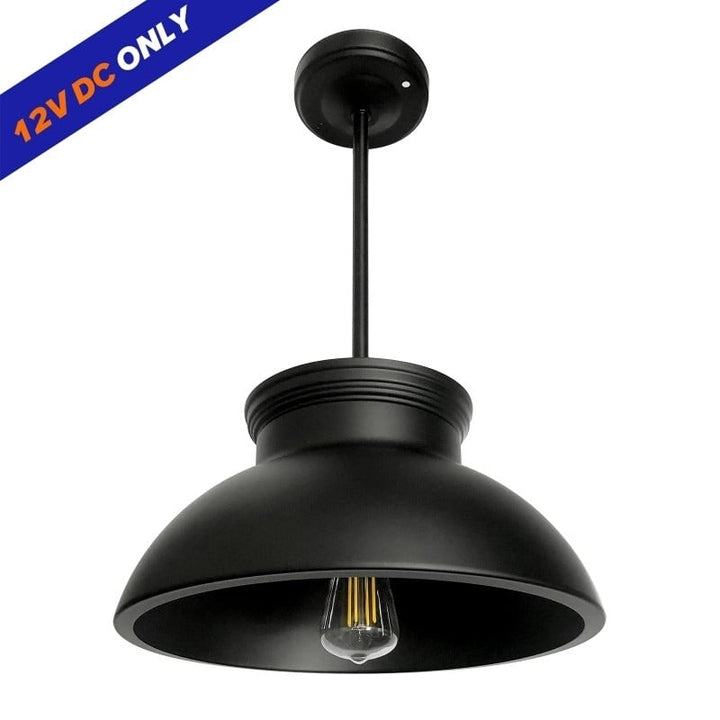 12V Vintage LED Dinette Pendant Light Fixture Matte Black for RV Trailer Kitchen Image 2