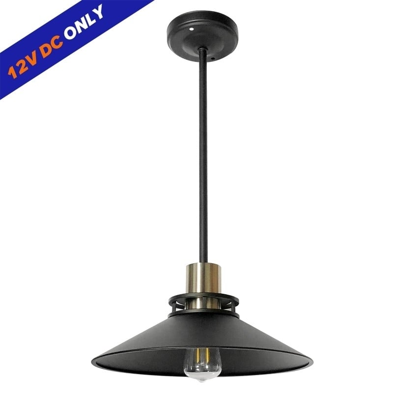 12V Retro Matte Black RV Dinette Pendant Light Fixture with LED Edison Bulb Image 1