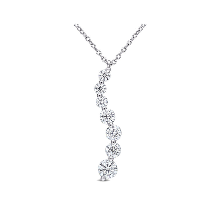 1.40 Carat (ctw) Lab-Created Moissanite Journey Pendant Necklace in Sterling Silver with Chain Image 1