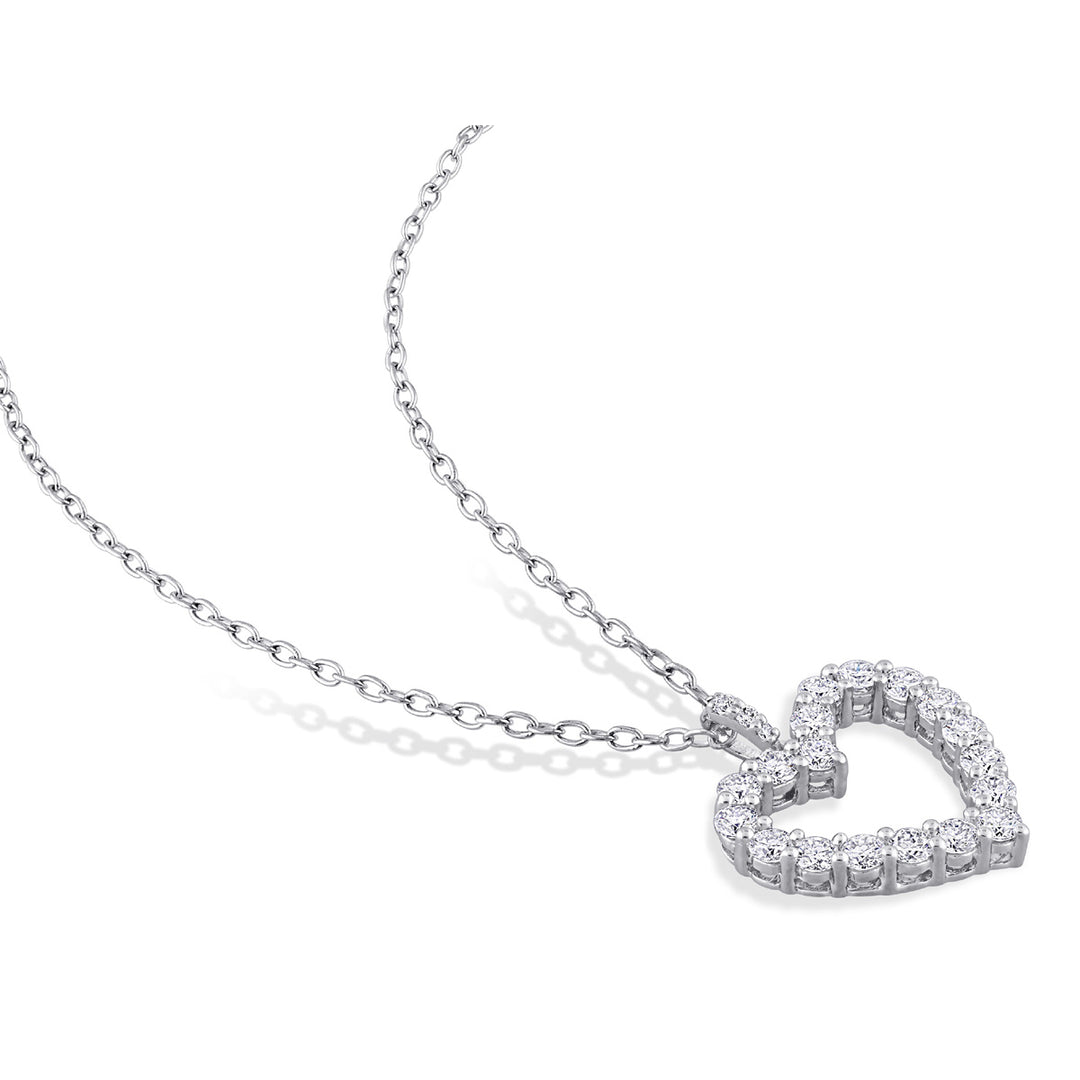 1/2 Carat (ctw) Lab-Created Moissanite Heart Pendant Necklace in Sterling Silver with Chain Image 3