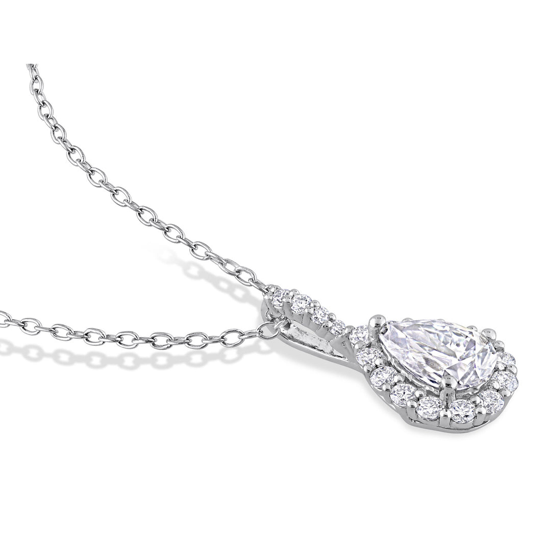 1.29 Carat (ctw) Lab-Created Moissanite Teardrop Solitaire Pendant Necklace in Sterling Silver with Chain Image 4