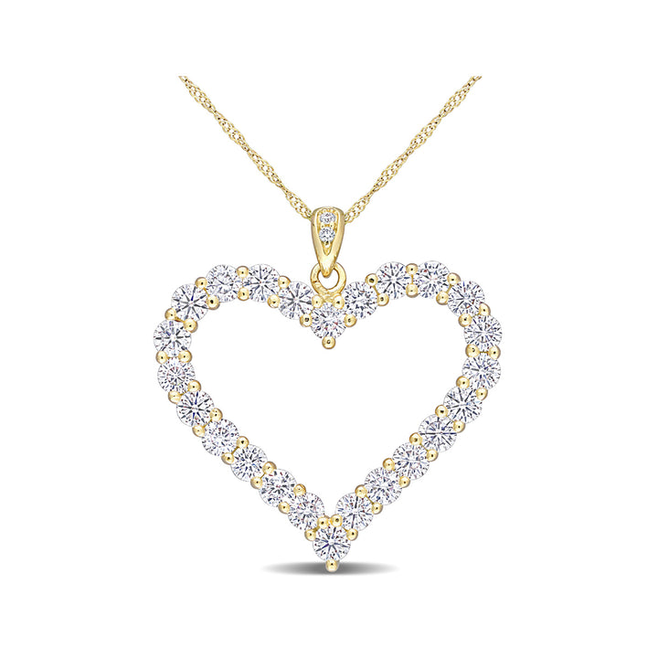 2.40 Carat (ctw) Lab-Created Moissanite Heart Pendant Necklace in Yellow Plated Sterling Silver with Chain Image 1