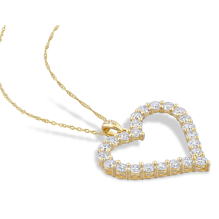 2.40 Carat (ctw) Lab-Created Moissanite Heart Pendant Necklace in Yellow Plated Sterling Silver with Chain Image 2