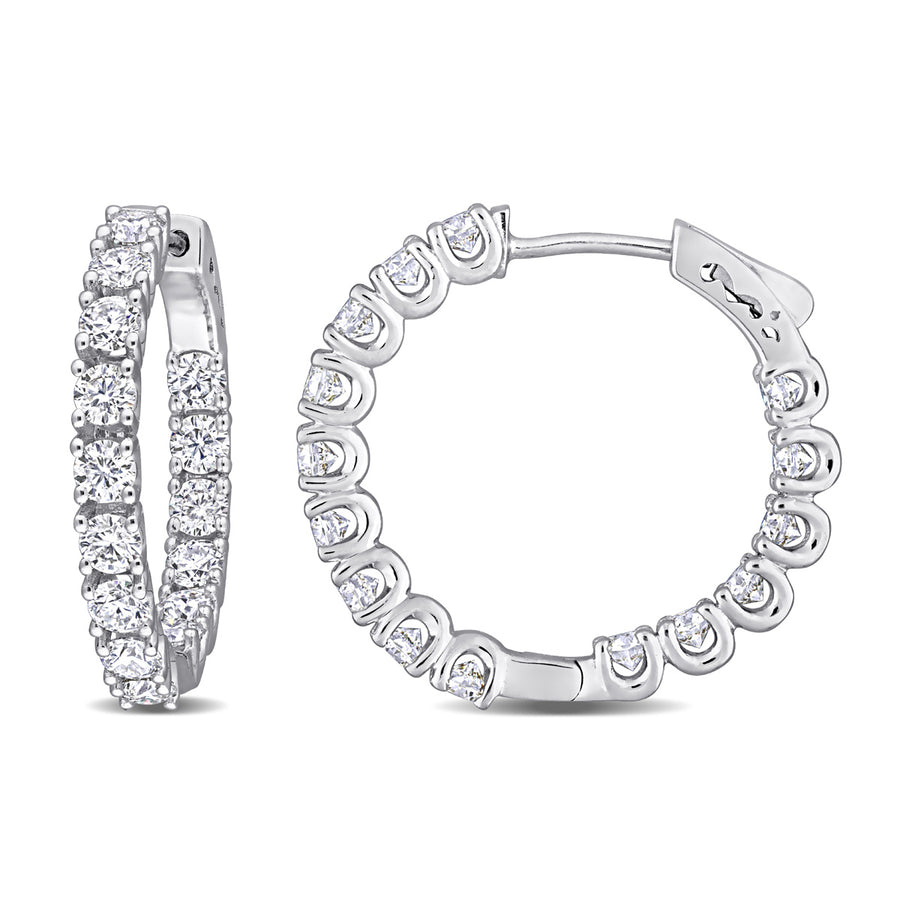 3.00 Carat (ctw) Synthetic Moissanite Hoop Earrings in Sterling Silver Image 1