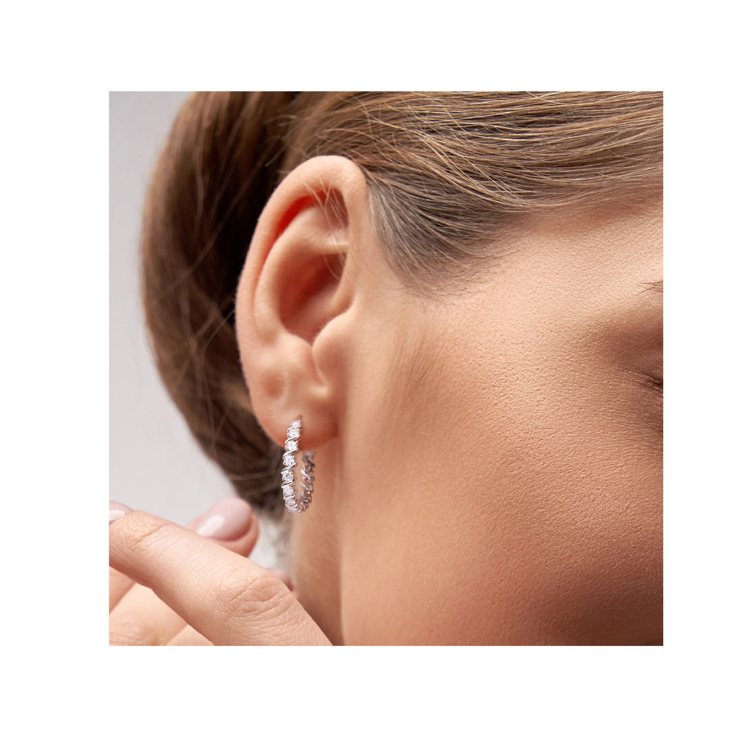 1.25 Carat (ctw) Synthetic Moissanite Hoop Earrings in Sterling Silver Image 4