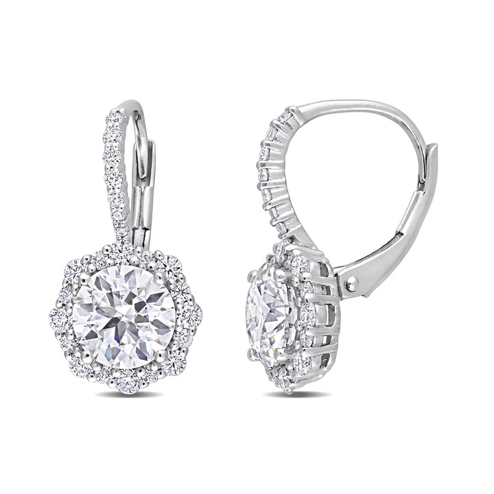 3.17 Carat (ctw) Synthetic Moissanite Drop Earrings in Sterling Silver Image 1