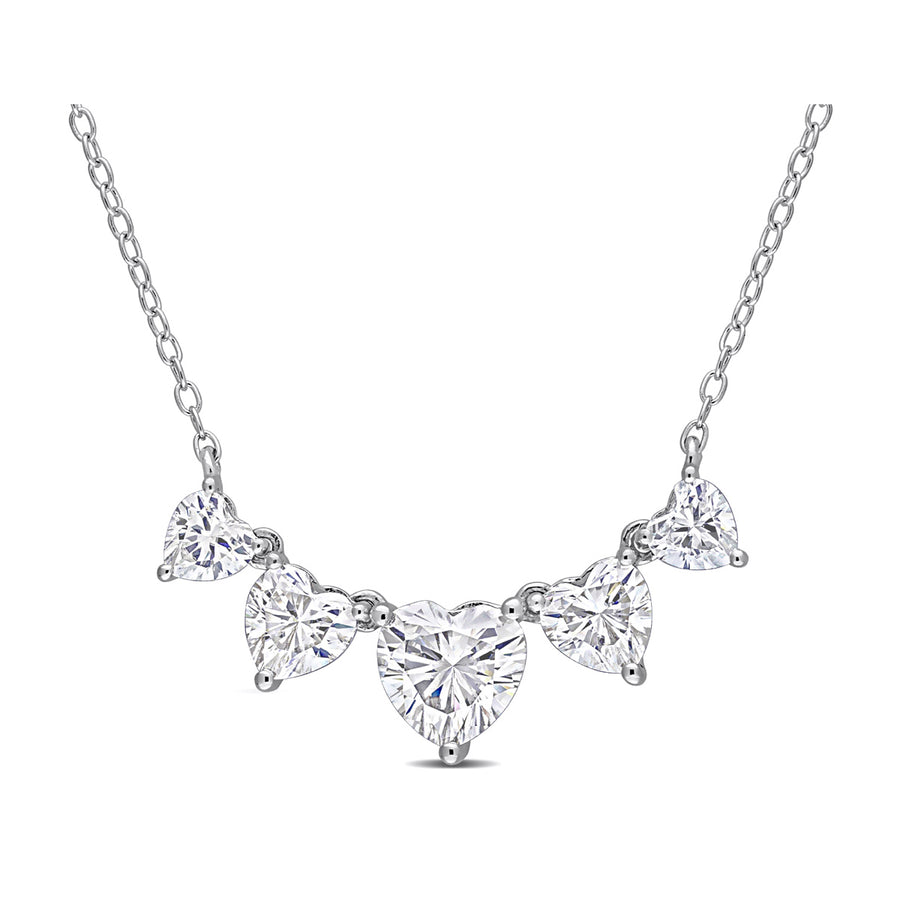 2.46 Carat (ctw) Lab-Created Moissanite Multi-Heart Necklace in Sterling Silver Image 1