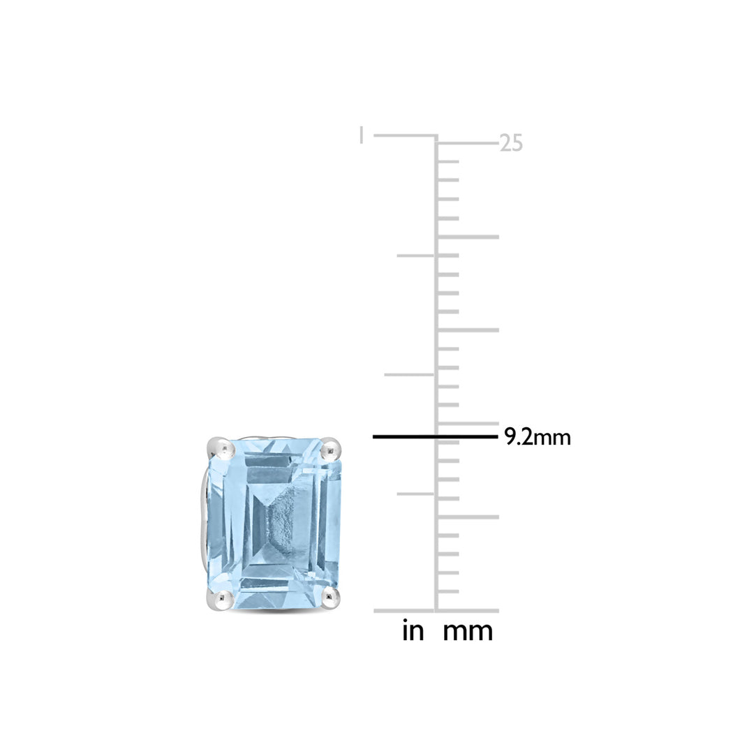 5.90 Carat (ctw) Blue Topaz Emerald-Cut Solitaire Stud Earrings in Sterling Silver Image 3