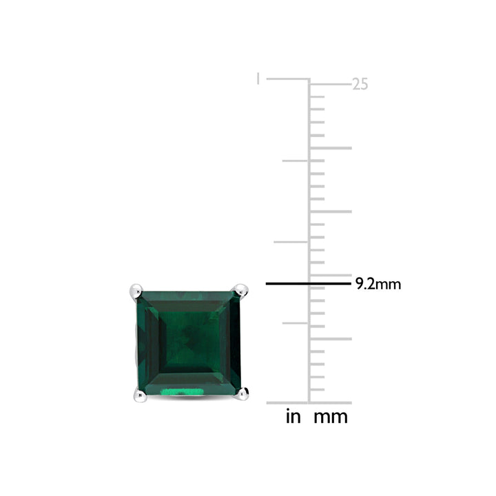 5.10 Carat (ctw) Lab-Created Emerald Square Solitaire Stud Earrings in Sterling Silver Image 4