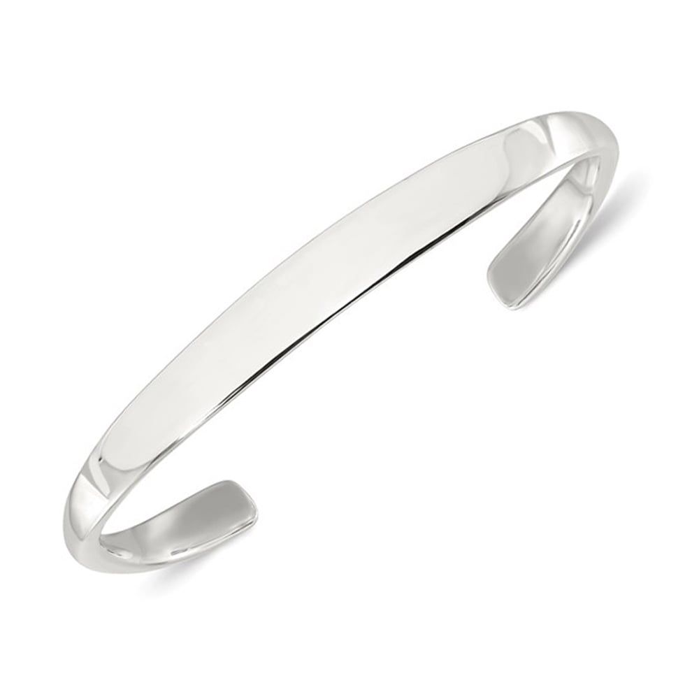 Sterling Silver Step Flat Cuff Bangle Bracelet Image 1