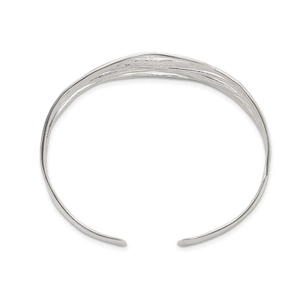 Sterling Silver Polished Multi-strand Cuff Bangle Bracelet Image 3