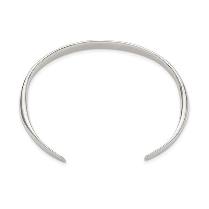 Sterling Silver Step Flat Cuff Bangle Bracelet Image 4