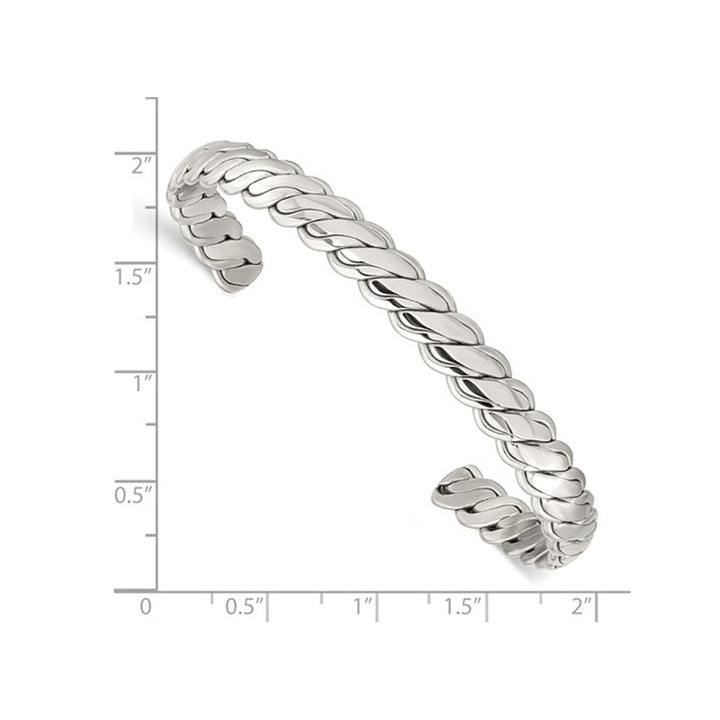 Stainless Steel Polished Twisted Cuff Bangle Bracelet Image 3