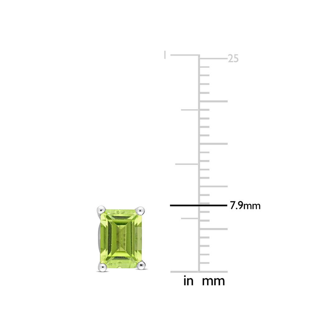 1.90 Carat (ctw) Peridot Octagon Solitaire Stud Earrings in Sterling Silver Image 4