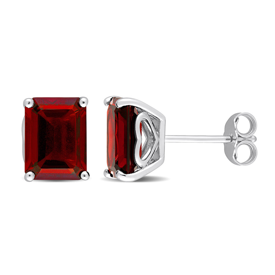 2.50 Carat (ctw) Garnet Emerald-Cut Solitaire Stud Earrings in Sterling Silver Image 1