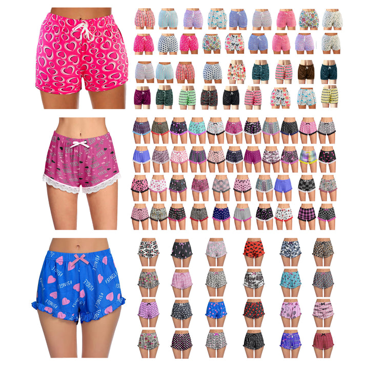 3-Pack Womens Comfy Printed Pajama Shorts Soft Elastic Waistband Sleepwear Image 1