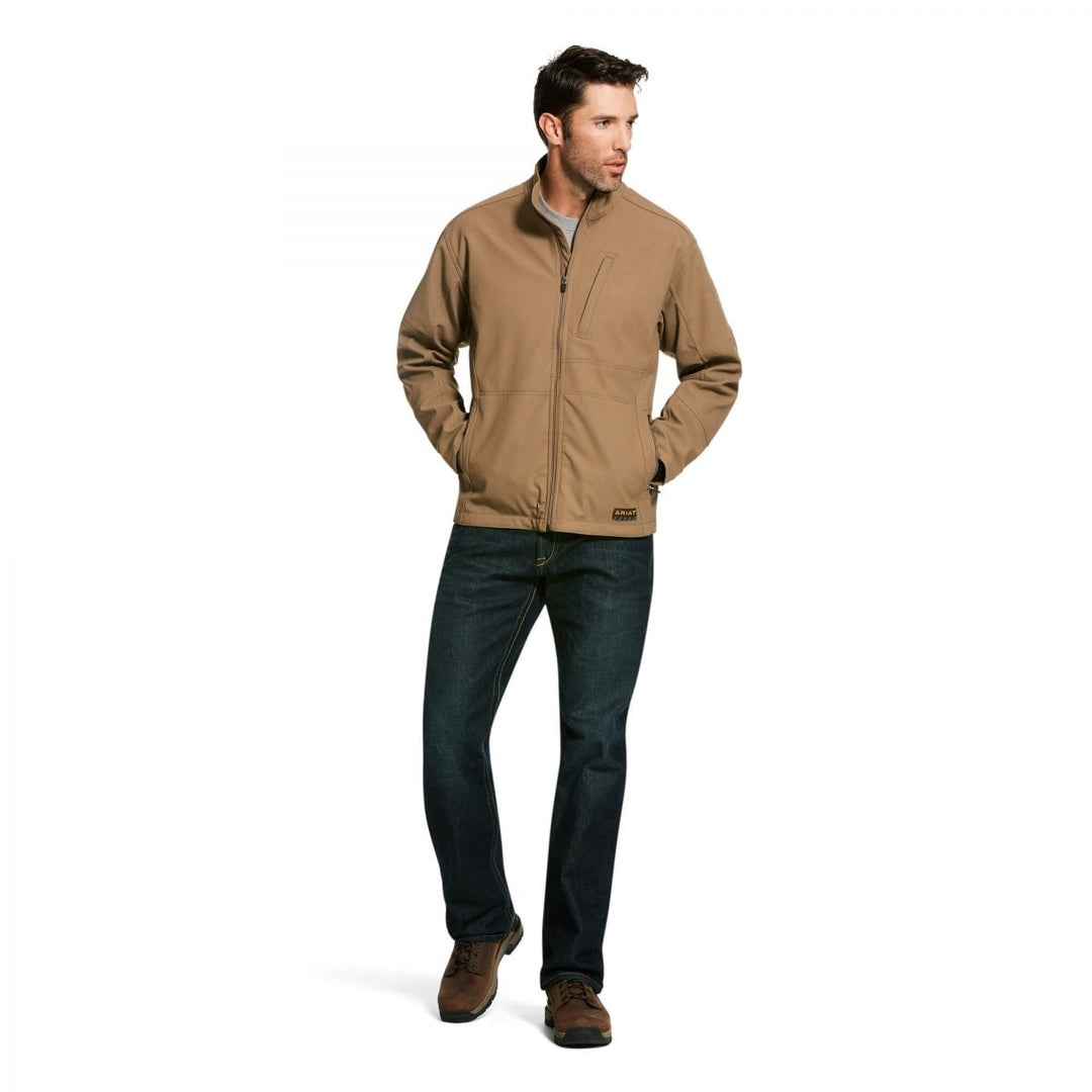 Ariat Mens Rebar Stretch Canvas Softshell Jacket Field Khaki - 10023903 Image 3