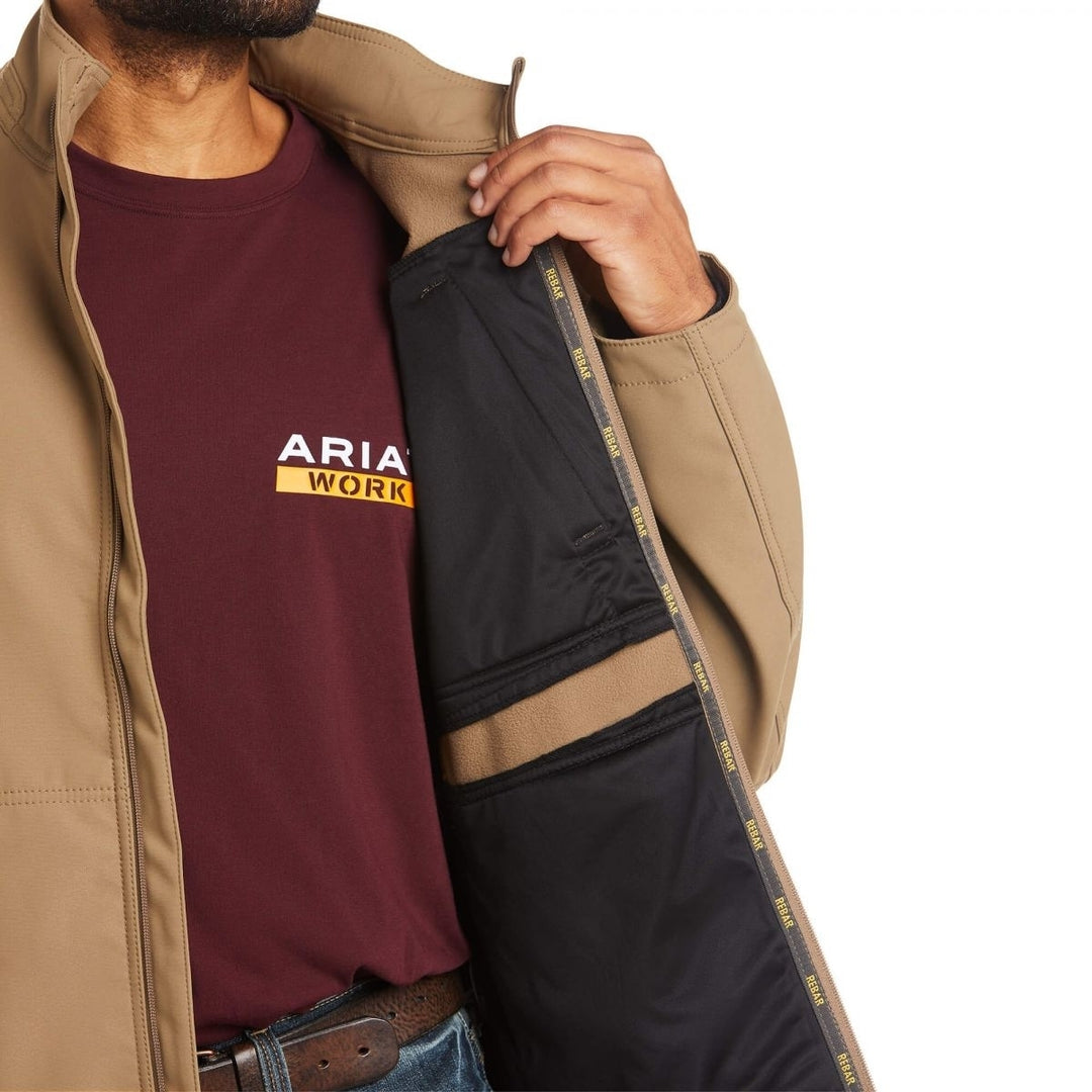 Ariat Mens Rebar Stretch Canvas Softshell Jacket Field Khaki - 10023903 Image 4