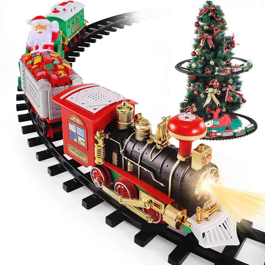 Electric Steam Train Set Christmas Toy Battery Operated with Sound Light Multi-Color 23in Image 1