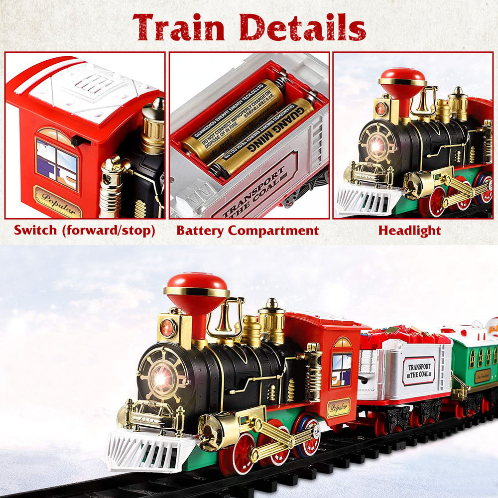 Electric Steam Train Set Christmas Toy Battery Operated with Sound Light Multi-Color 23in Image 2