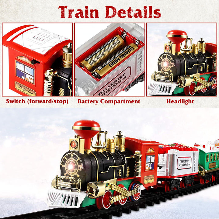 Electric Steam Train Set Christmas Toy Battery Operated with Sound Light Multi-Color 23in Image 2