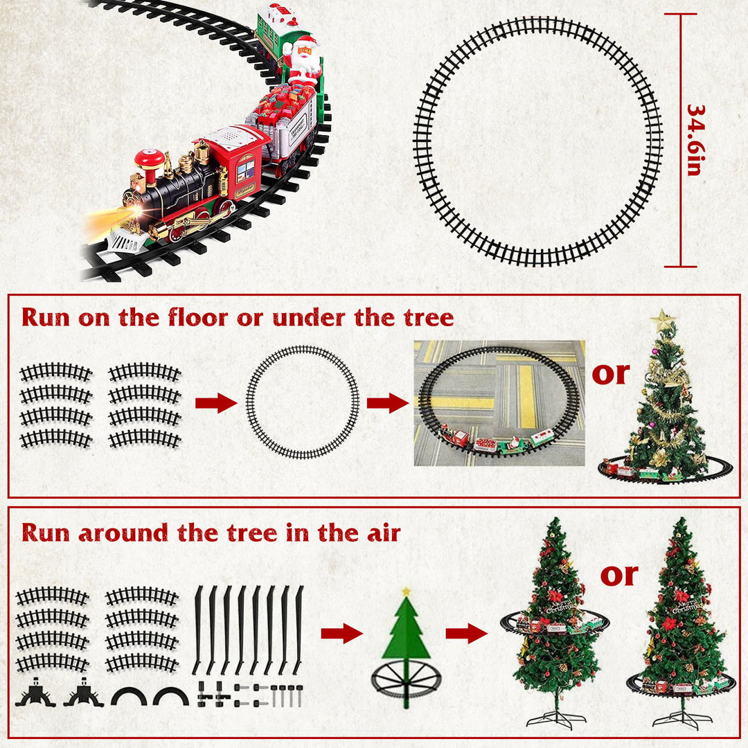 Electric Steam Train Set Christmas Toy Battery Operated with Sound Light Multi-Color 23in Image 4