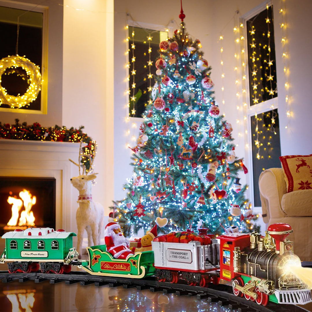 Electric Steam Train Set Christmas Toy Battery Operated with Sound Light Multi-Color 23in Image 6