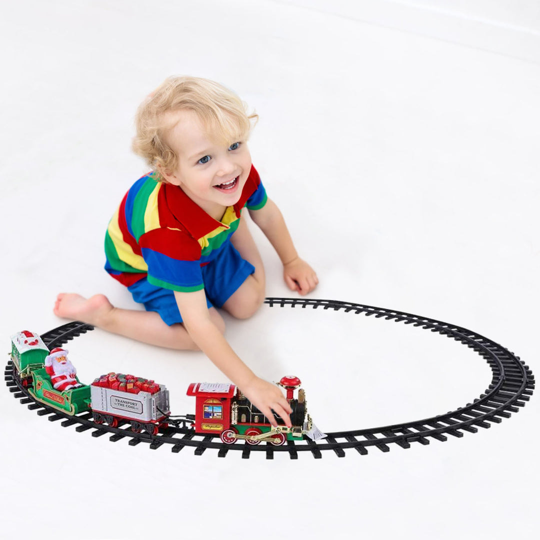 Electric Steam Train Set Christmas Toy Battery Operated with Sound Light Multi-Color 23in Image 7