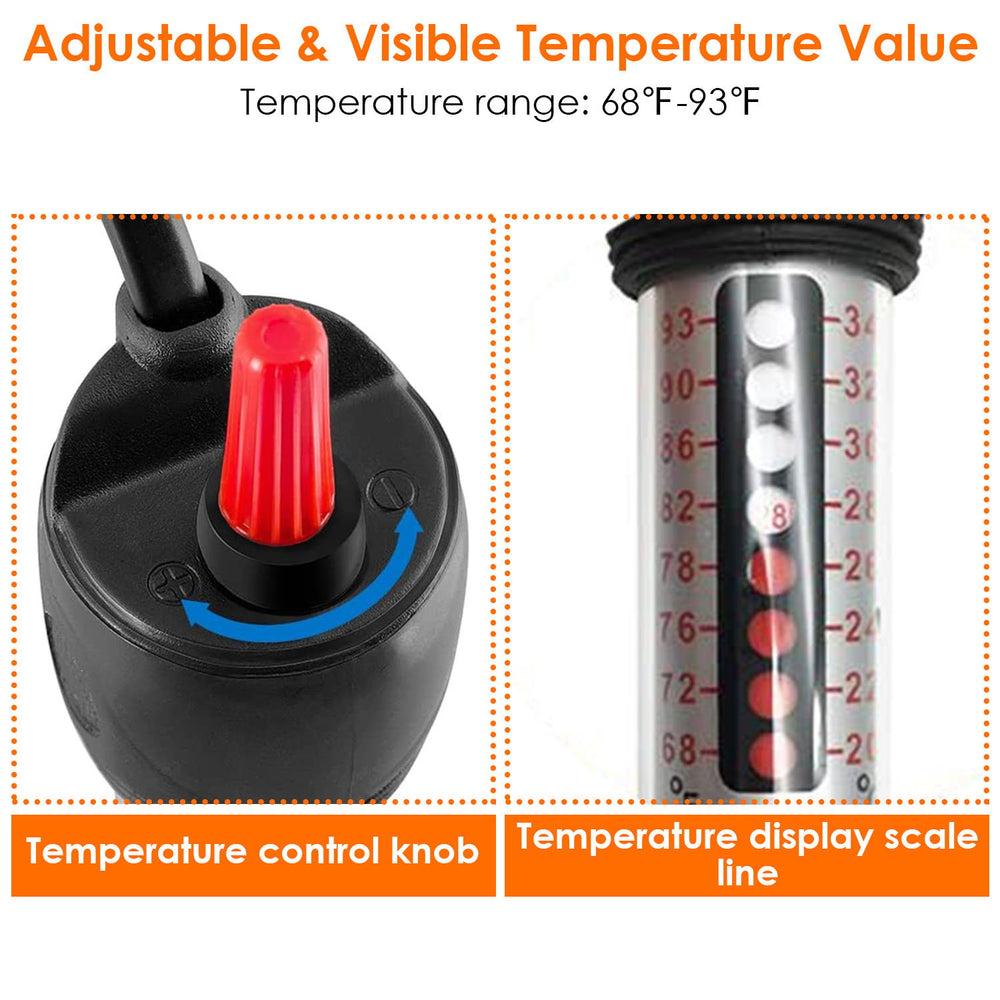 Submersible Aquarium Heater Adjustable Fish Tank Heater Thermostat Water Heating Rod with 2 Suction Cups Image 2