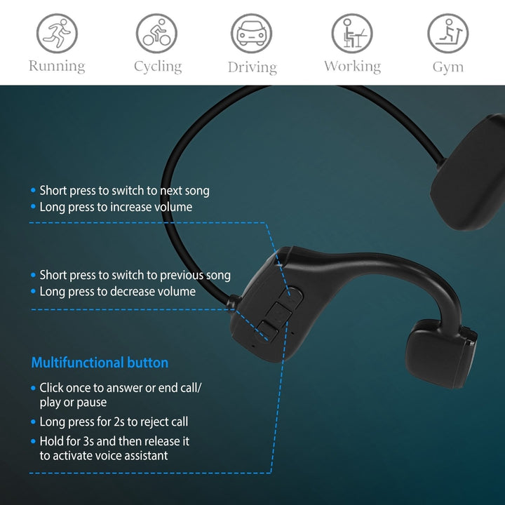 Wireless V5.1 Bone Conduction Headphone Open Ear Sports Wireless Headset with Mic IPX5 Sweatproof Image 4