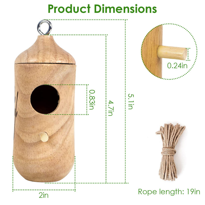 2 Packs Humming Bird Houses for Outside Wooden Hanging Bird Nest Feeder Image 4