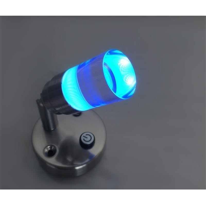 12V LED Bedside Reading Lamps With Programmed Switch For Motorhome Brushed Nickel Cool White Blue X2 Image 3