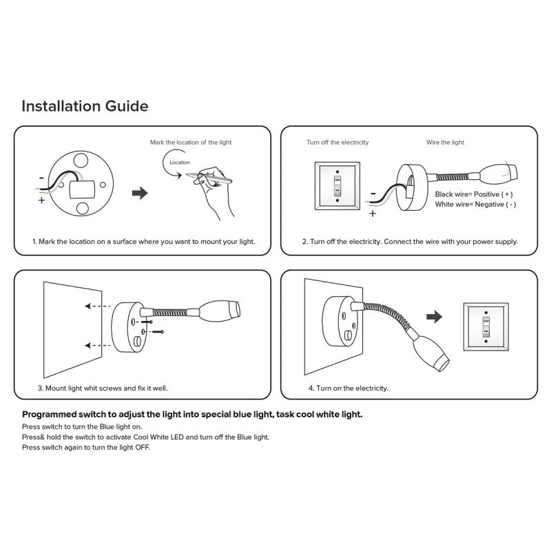 12V LED Bedside Reading Lamps With Programmed Switch For Motorhome Cool White PC Lens X2 Image 8