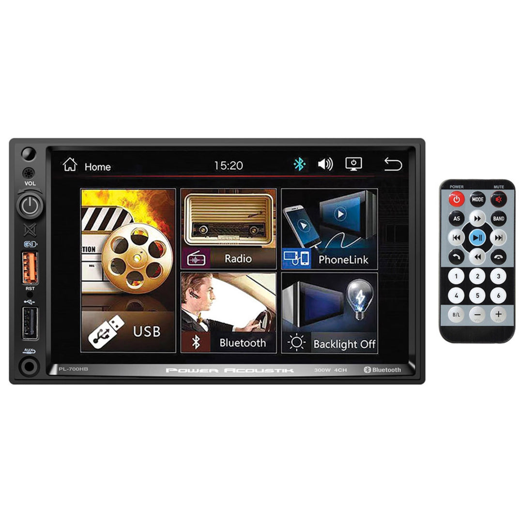 Power Acoustik PL-700HB Touchscreen Media Player Bluetooth 2 DIN USB AUX Image 1