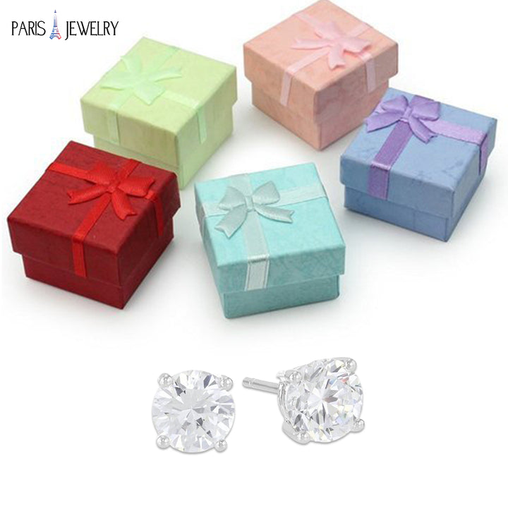 14k White Gold 1-4 Carat Created Diamond Solitaire Stud Earrings Gift Boxed Image 2