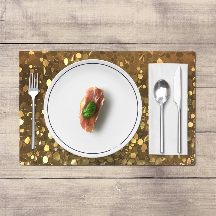 Non-Slip Heat Resistant Metallic Rectangular Place Mats for Dining Table 12 x 18" Image 4