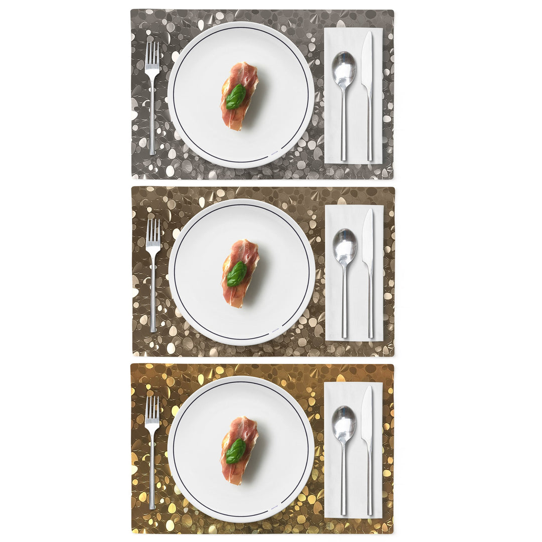 Non-Slip Heat Resistant Metallic Rectangular Place Mats for Dining Table 12 x 18" Image 2