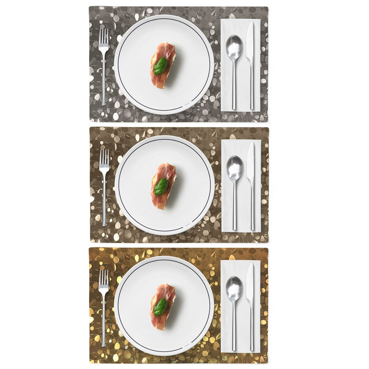 Non-Slip Heat Resistant Metallic Rectangular Place Mats for Dining Table 12 x 18" Image 2