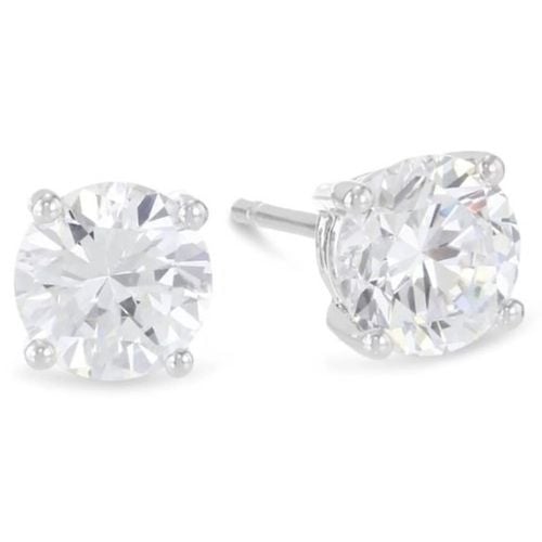 14k White Gold 1-2 Carat Solitaire Created Diamond Stud Earrings Image 1