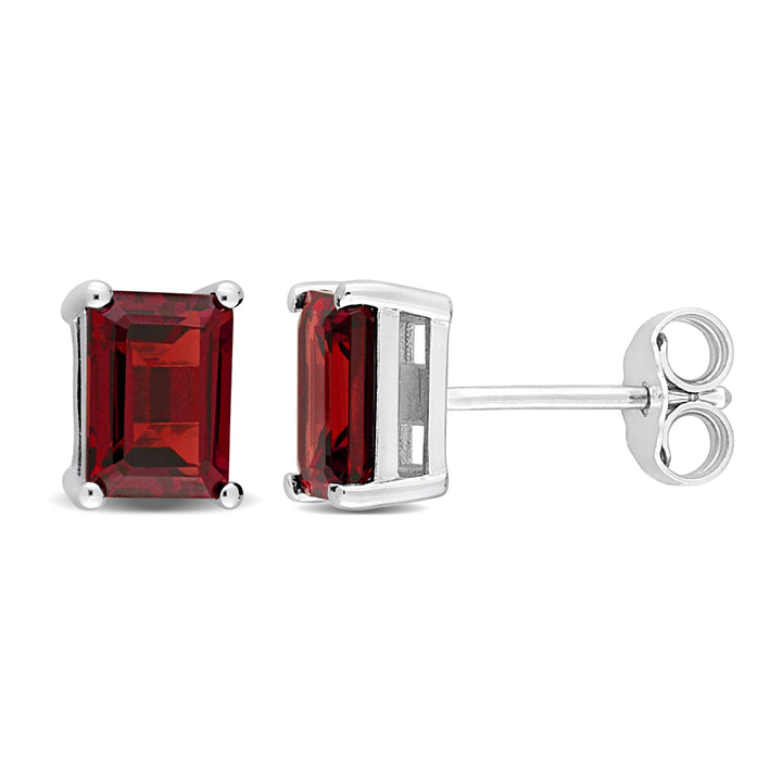 2.50 Carat (ctw) Garnet Octagon Solitaire Stud Earrings in Sterling Silver Image 1