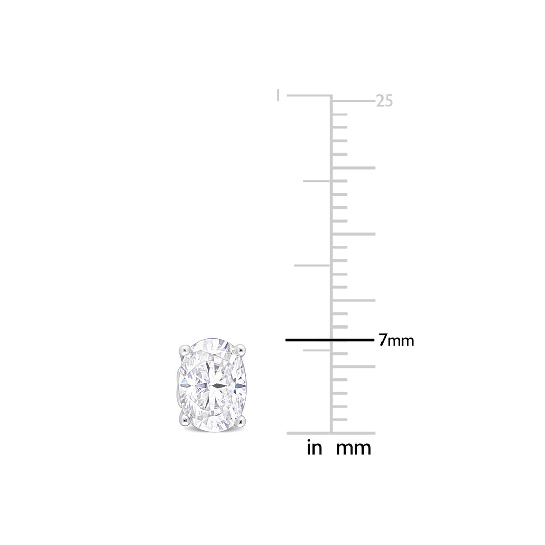 2.00 Carat (ctw) Synthetic Moissanite Solitaire Stud Oval Earrings in Sterling Silver Image 4