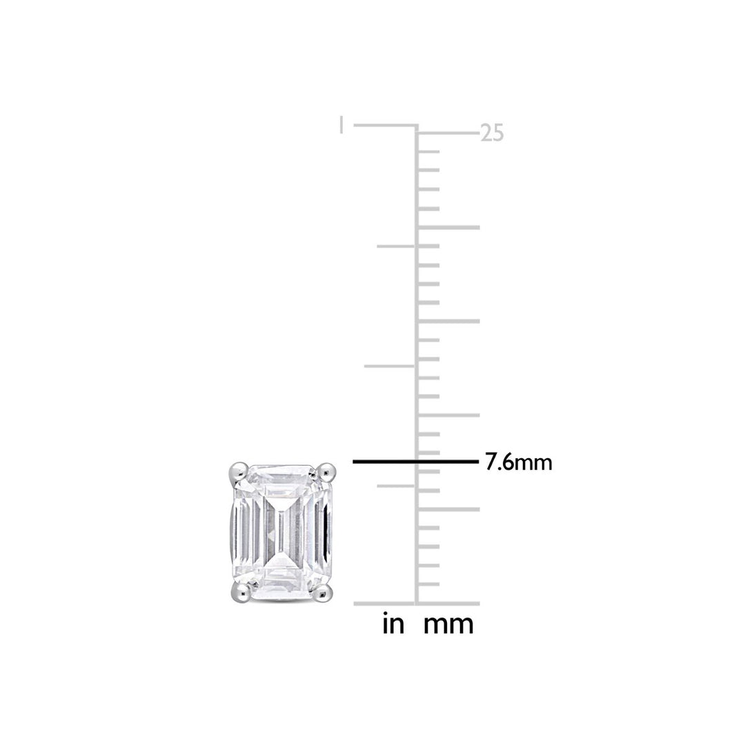 2.00 Carat (ctw) Synthetic Moissanite Emerald-Cut Solitaire Stud Earrings in Sterling Silver Image 4