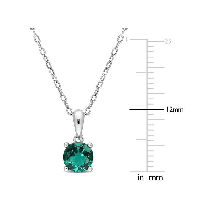 4/5 Carat (ctw) Lab-Created Emerald Solitaire Pendant Necklace in Sterling Silver with Chain Image 3