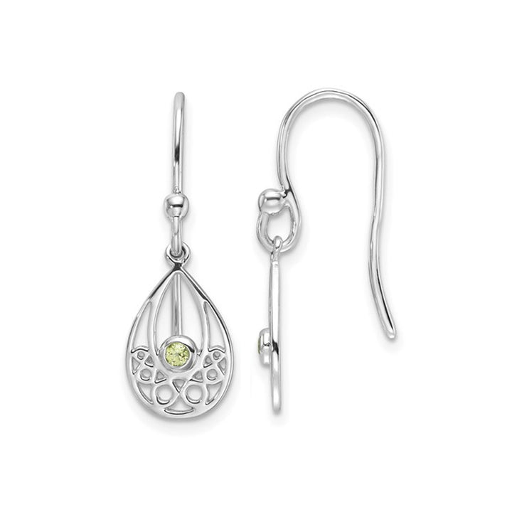 1/20 Carat (ctw) Peridot Dangle Drop Earrings in Sterling Silver Image 1