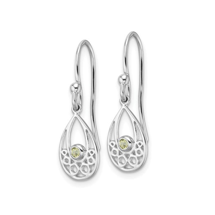 1/20 Carat (ctw) Peridot Dangle Drop Earrings in Sterling Silver Image 3